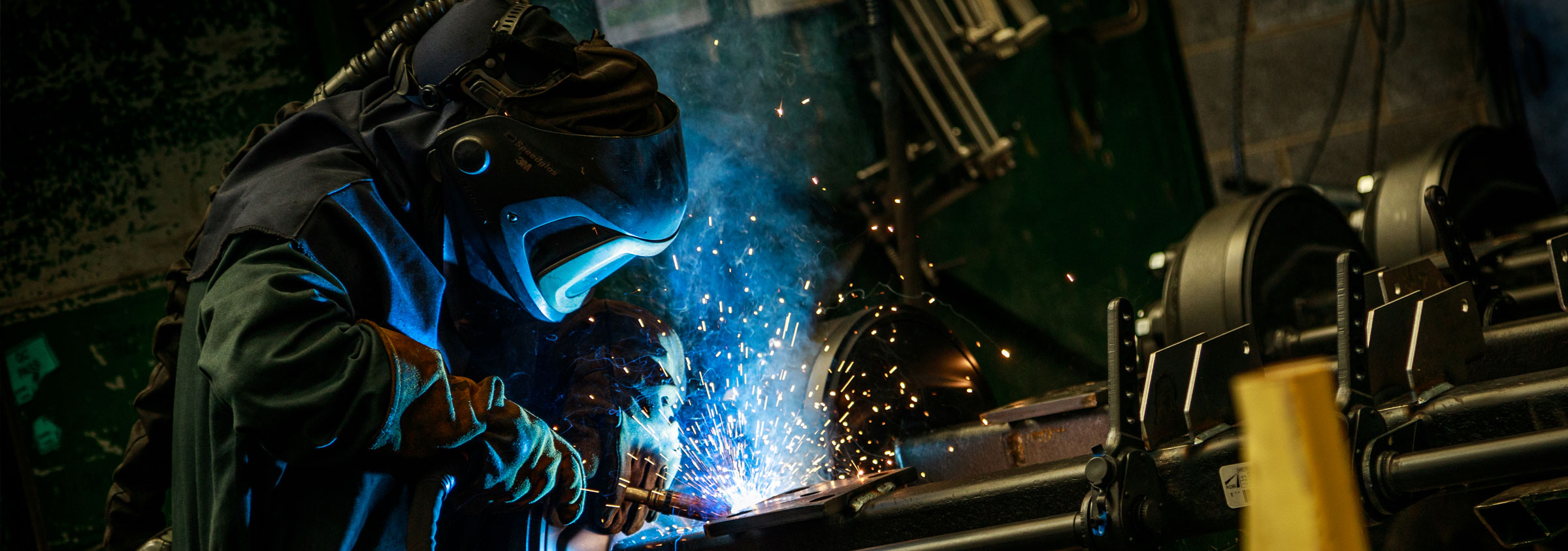 Welder at work in Bailey Trailers factory