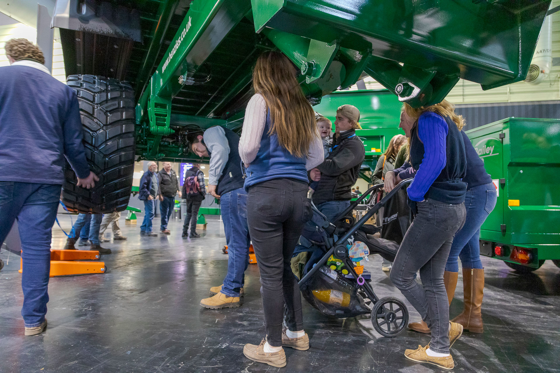 visitors to the bailey stand under a 16 tonne root trailer