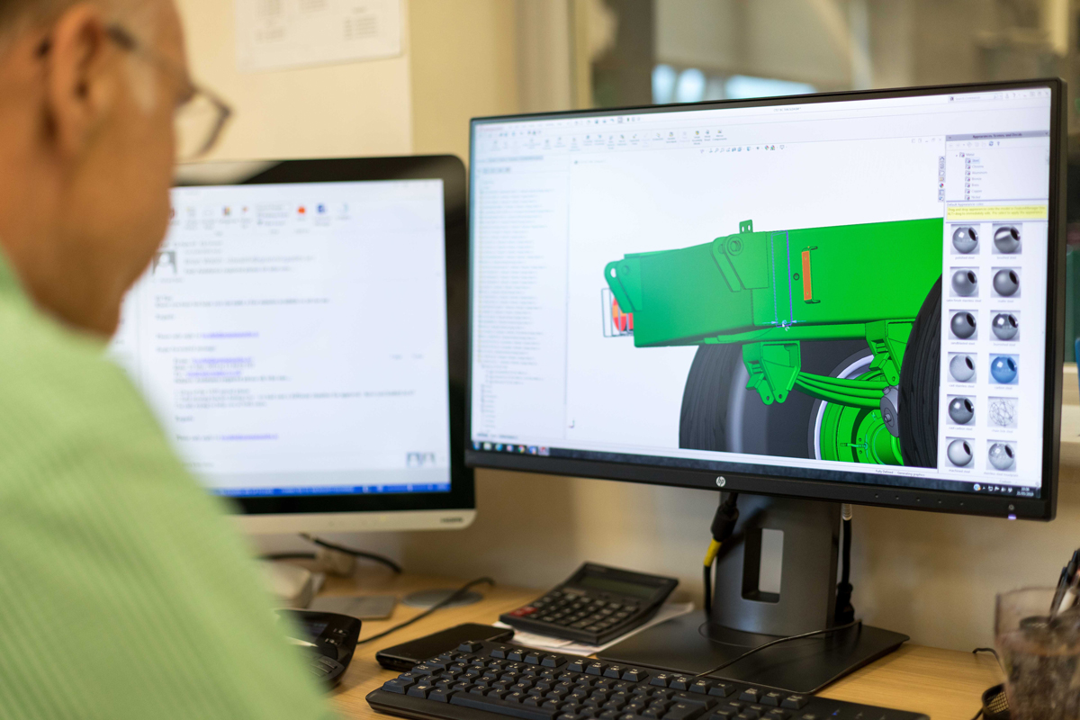 Richard Bailey designing a trailer using CAD